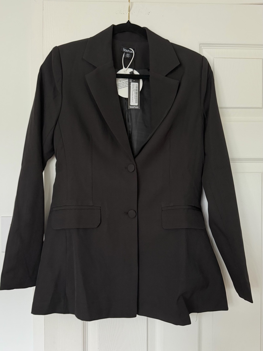 Boohoo Women's Black Single-Breasted Tailored Blazer